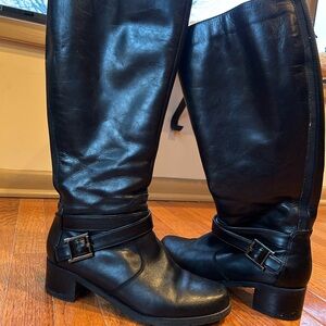 Black Leather Knee-High Boots